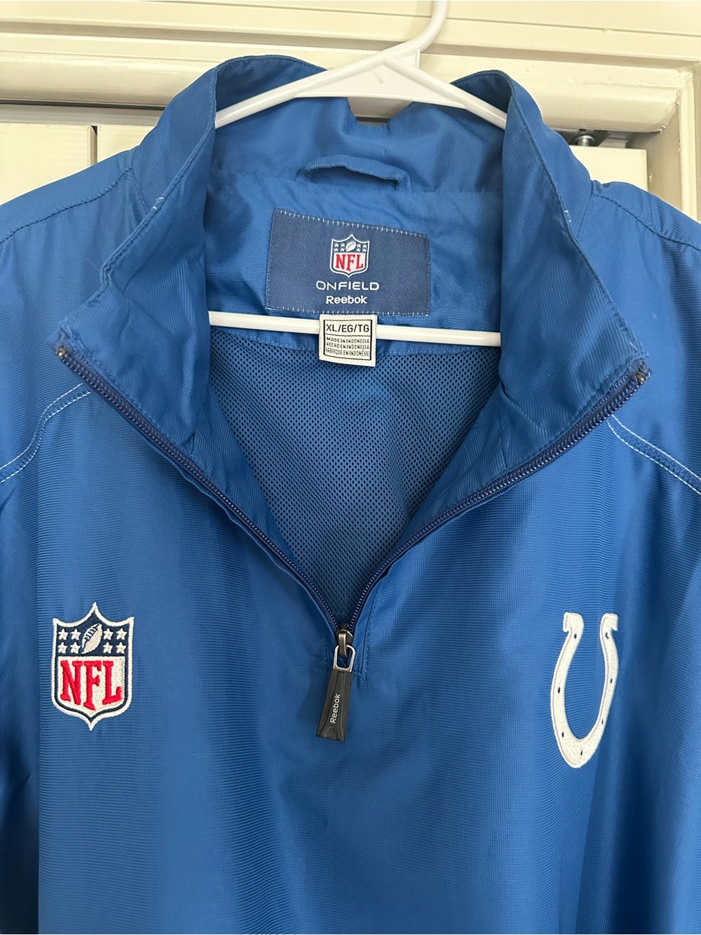 Vintage Reebok NFL On-Field Indianapolis Colts Blue Pullover Jacket, men’s XL